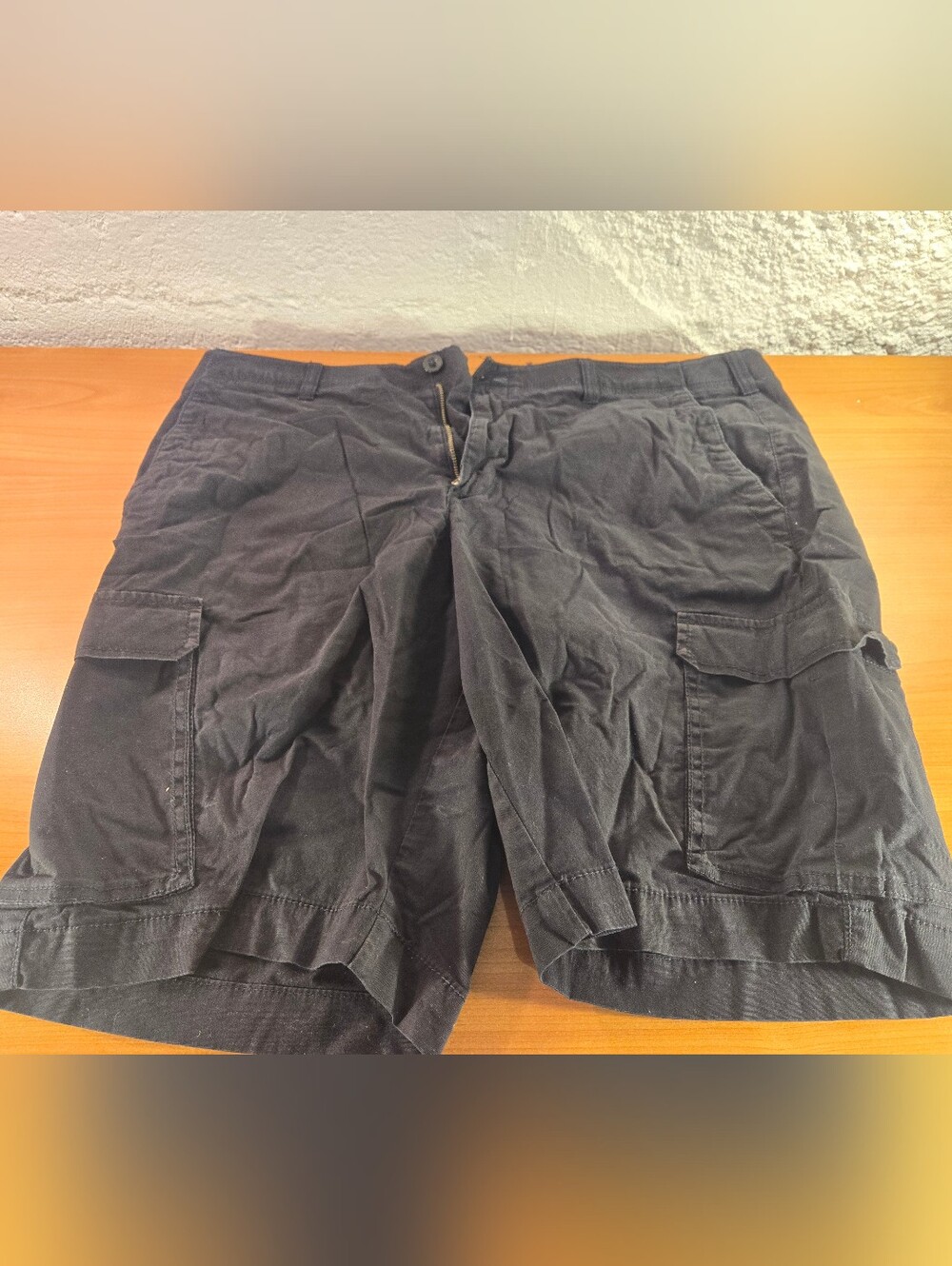 Apt 9 Cargo Shorts Mens Size 38 Black Flat Front Casualwear Premier Flex #73277